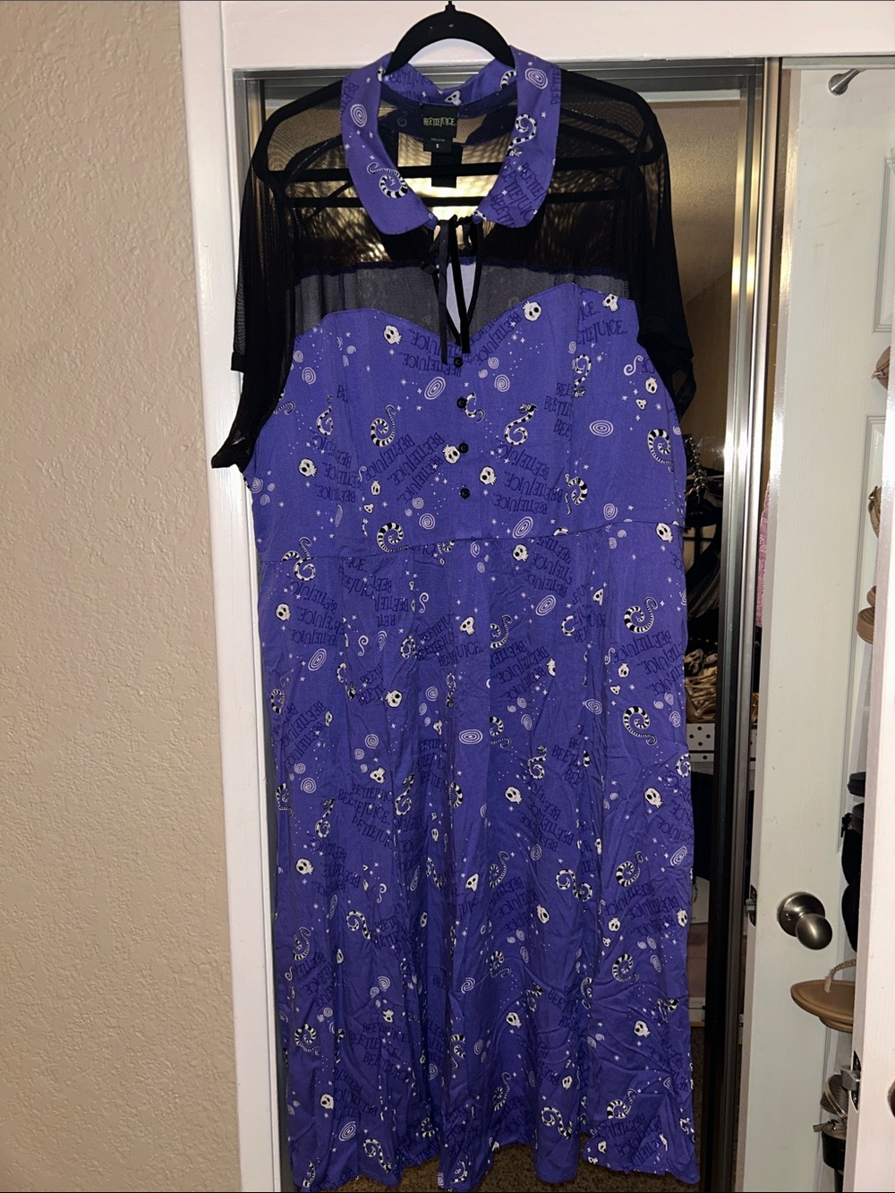 Torrid Beetlejuice Women’s Purple Printed Strapless Midi Dress